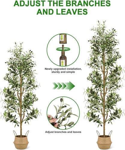 Olive Trees Artificial Indoor 6Ft Tall Faux Plants Large Fake Olivos Tree