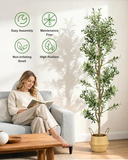 Olive Trees Artificial Indoor 6Ft Tall Faux Plants Large Fake Olivos Tree