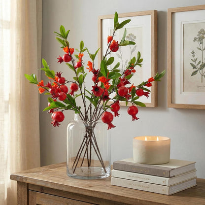 Artificial Pomegranate Tree Branches, 37.4 Inches, 3-Piece Set