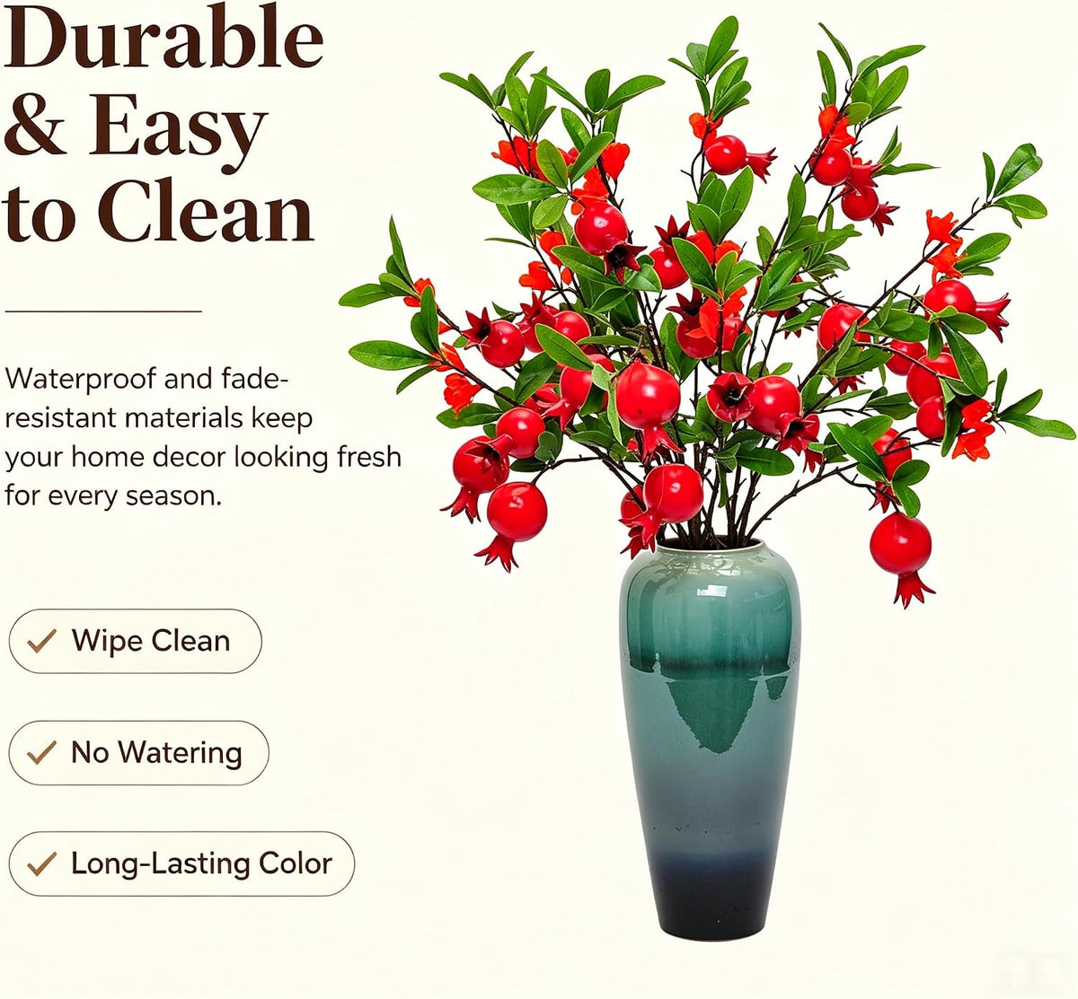 Artificial Pomegranate Tree Branches, 37.4 Inches, 3-Piece Set