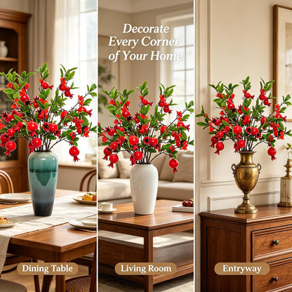 Artificial Pomegranate Tree Branches, 37.4 Inches, 3-Piece Set