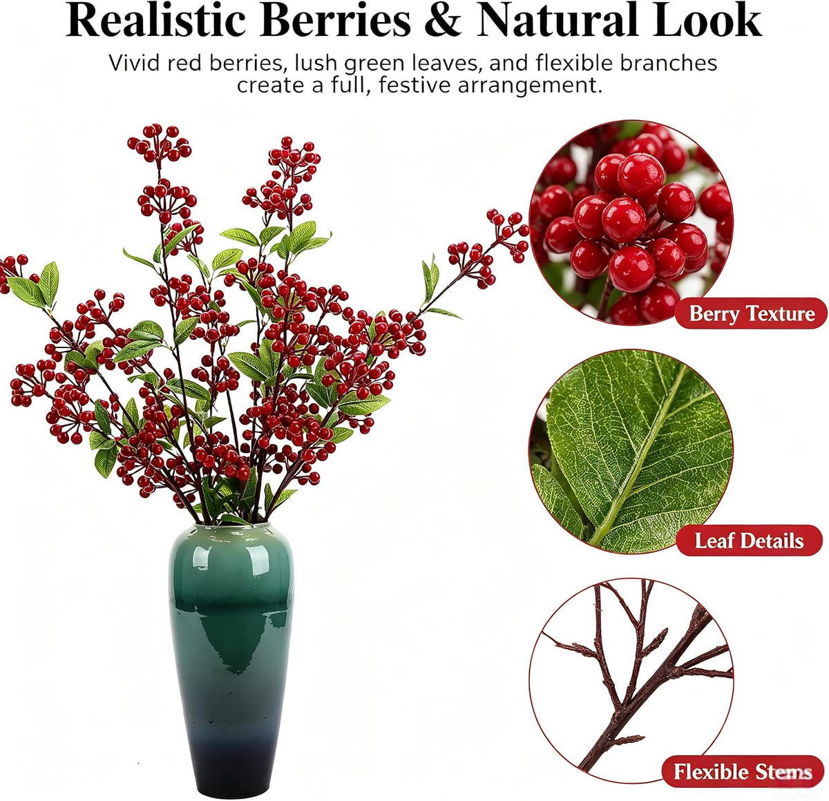 Artificial Pomegranate Tree Branches, 37.4 Inches, 3-Piece Set