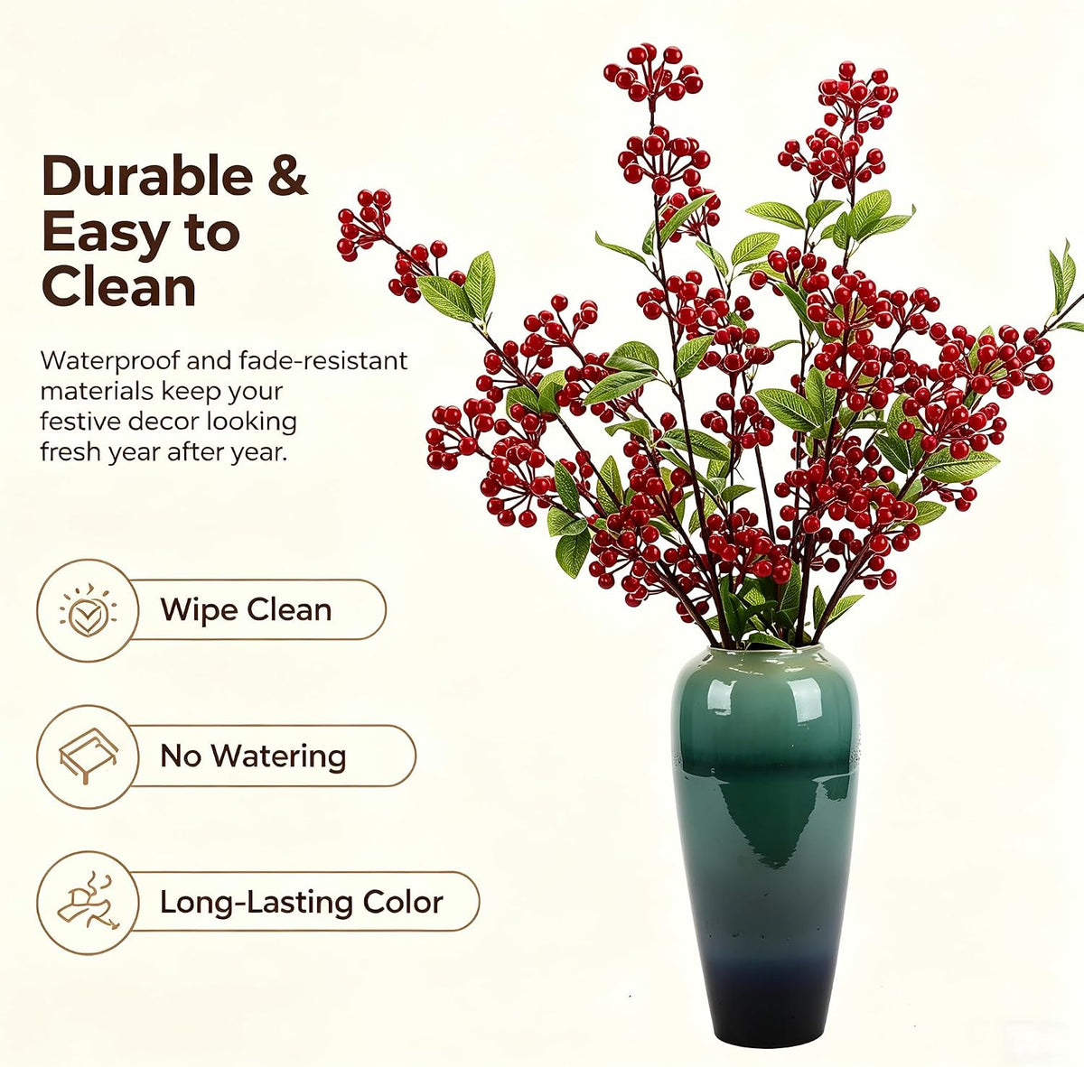 Artificial Pomegranate Tree Branches, 37.4 Inches, 3-Piece Set