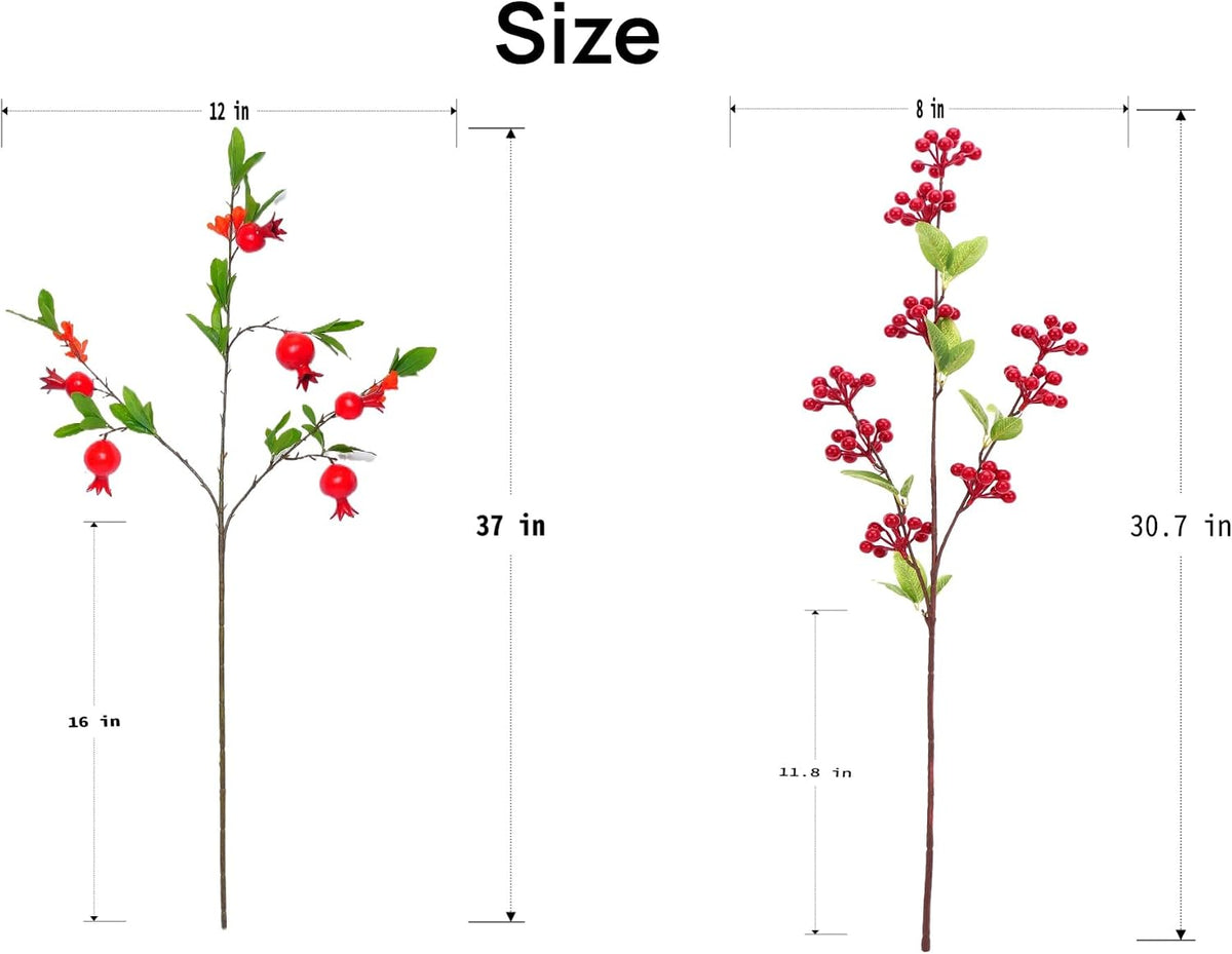 Artificial Pomegranate Tree Branches, 37.4 Inches, 3-Piece Set