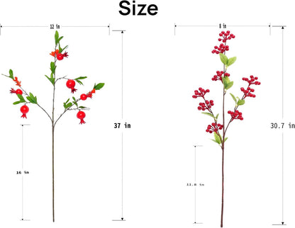 Artificial Pomegranate Tree Branches, 37.4 Inches, 3-Piece Set