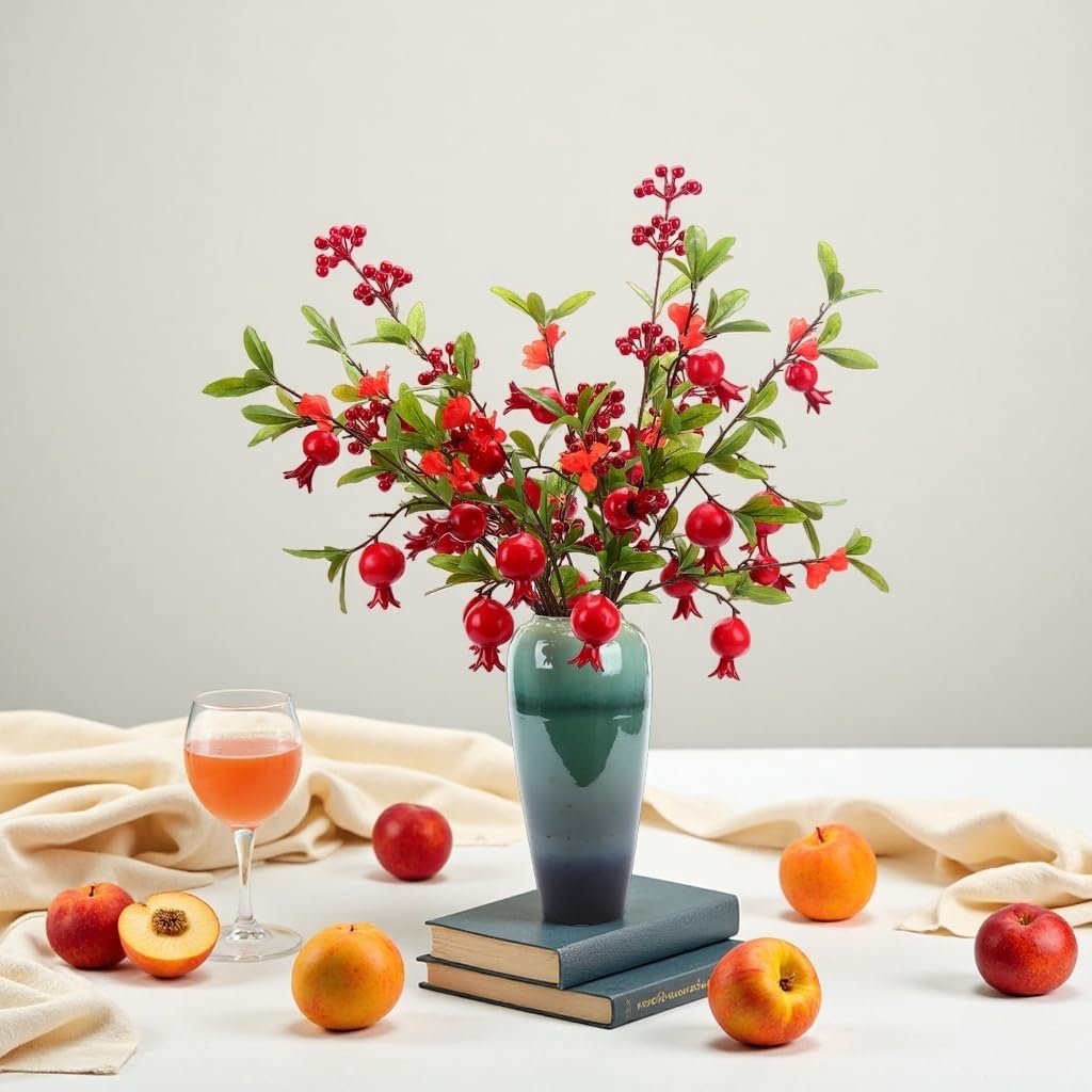 Artificial Pomegranate Tree Branches, 37.4 Inches, 3-Piece Set