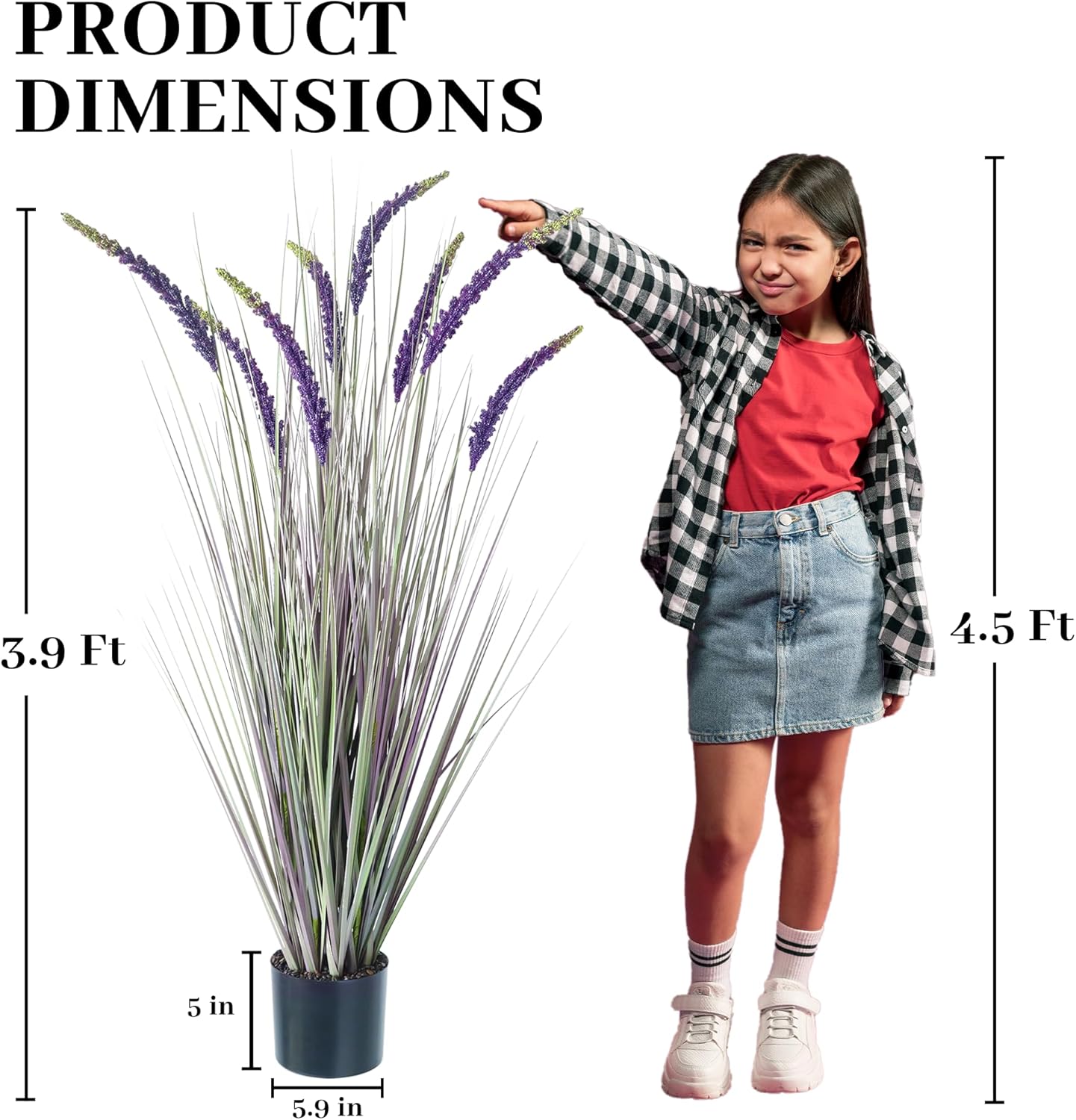 4ft 2-Pack Artificial Faux Veronica Speedwell Grass, 47in Green Plant | UV Resistant Fake Greenery; Realistic Spiked Design; Full Potted Plant; Indoor Outdoor Décor for Home, Office & Wedding