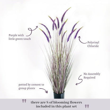 4ft 2-Pack Artificial Faux Veronica Speedwell Grass, 47in Green Plant | UV Resistant Fake Greenery; Realistic Spiked Design; Full Potted Plant; Indoor Outdoor Décor for Home, Office & Wedding