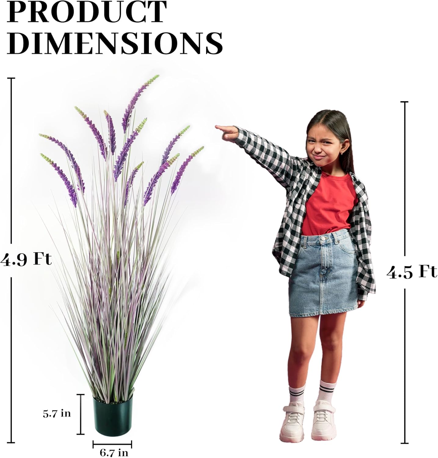 4ft 2-Pack Artificial Faux Veronica Speedwell Grass, 47in Green Plant | UV Resistant Fake Greenery; Realistic Spiked Design; Full Potted Plant; Indoor Outdoor Décor for Home, Office & Wedding