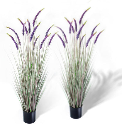 4ft 2-Pack Artificial Faux Veronica Speedwell Grass, 47in Green Plant | UV Resistant Fake Greenery; Realistic Spiked Design; Full Potted Plant; Indoor Outdoor Décor for Home, Office & Wedding