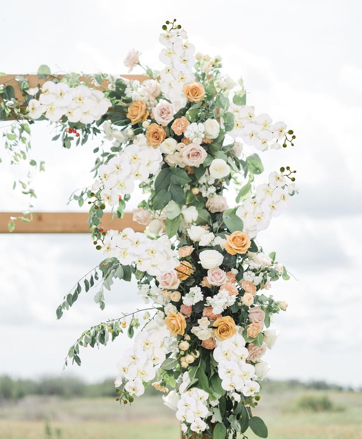 40.16" White Orchid Artificial Flowers 5PCS Fake Orchid Long Stems Phalaenopsis Branches Real Touch Silk Orchids for Vase for Bridal Shower Home Party Wedding Decoration (White)
