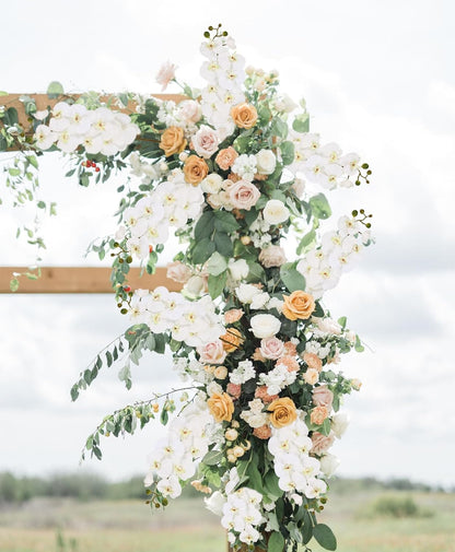 40.16" White Orchid Artificial Flowers 5PCS Fake Orchid Long Stems Phalaenopsis Branches Real Touch Silk Orchids for Vase for Bridal Shower Home Party Wedding Decoration (White)