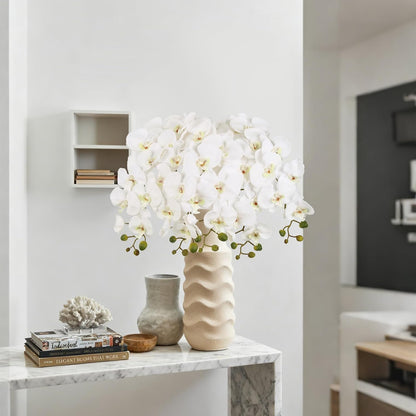 40.16" White Orchid Artificial Flowers 5PCS Fake Orchid Long Stems Phalaenopsis Branches Real Touch Silk Orchids for Vase for Bridal Shower Home Party Wedding Decoration (White)