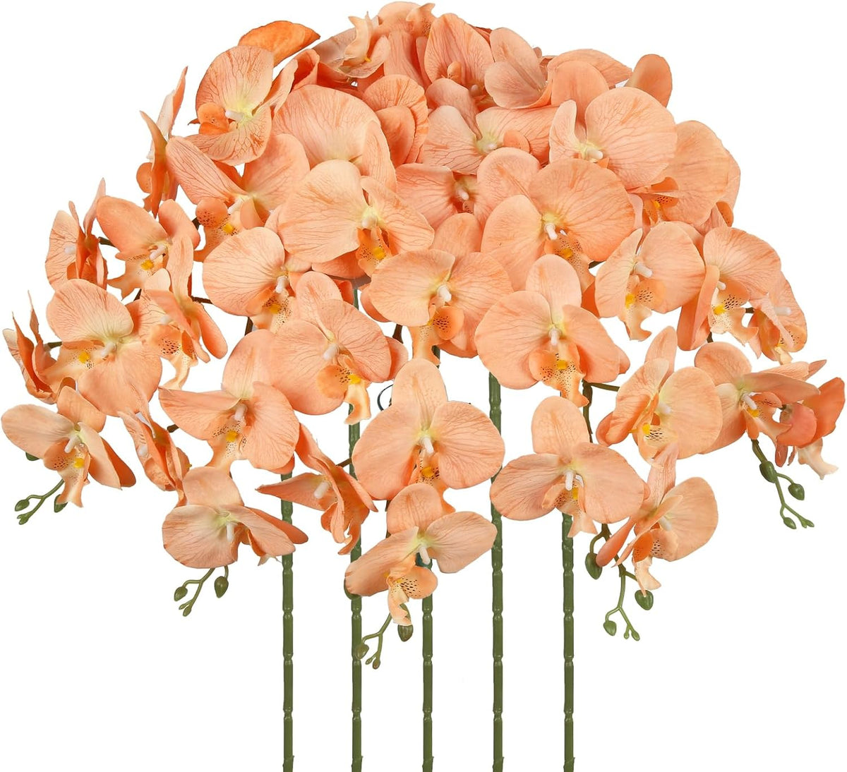 40.16" White Orchid Artificial Flowers 5PCS Fake Orchid Long Stems Phalaenopsis Branches Real Touch Silk Orchids for Vase for Bridal Shower Home Party Wedding Decoration (White)