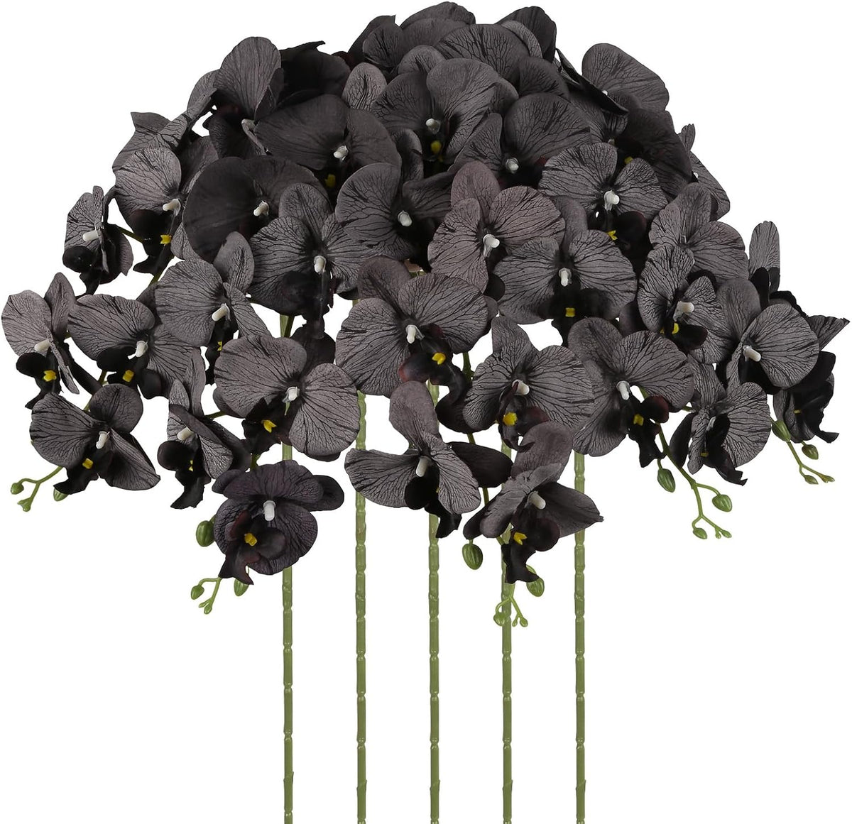 40.16" White Orchid Artificial Flowers 5PCS Fake Orchid Long Stems Phalaenopsis Branches Real Touch Silk Orchids for Vase for Bridal Shower Home Party Wedding Decoration (White)
