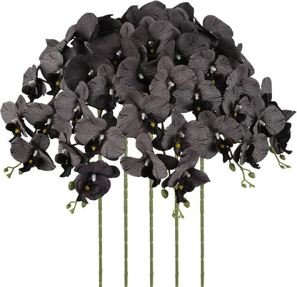 40.16" White Orchid Artificial Flowers 5PCS Fake Orchid Long Stems Phalaenopsis Branches Real Touch Silk Orchids for Vase for Bridal Shower Home Party Wedding Decoration (White)