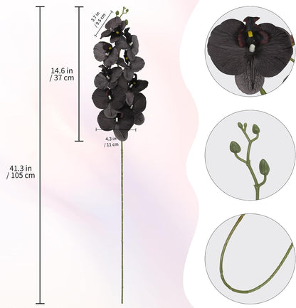 40.16" White Orchid Artificial Flowers 5PCS Fake Orchid Long Stems Phalaenopsis Branches Real Touch Silk Orchids for Vase for Bridal Shower Home Party Wedding Decoration (White)
