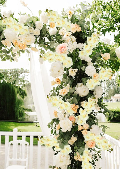 40.16" White Orchid Artificial Flowers 5PCS Fake Orchid Long Stems Phalaenopsis Branches Real Touch Silk Orchids for Vase for Bridal Shower Home Party Wedding Decoration (White)