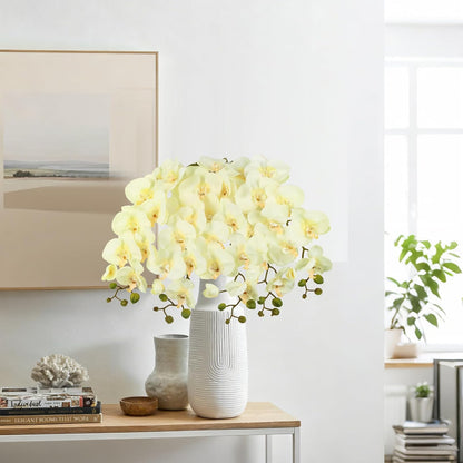 40.16" White Orchid Artificial Flowers 5PCS Fake Orchid Long Stems Phalaenopsis Branches Real Touch Silk Orchids for Vase for Bridal Shower Home Party Wedding Decoration (White)