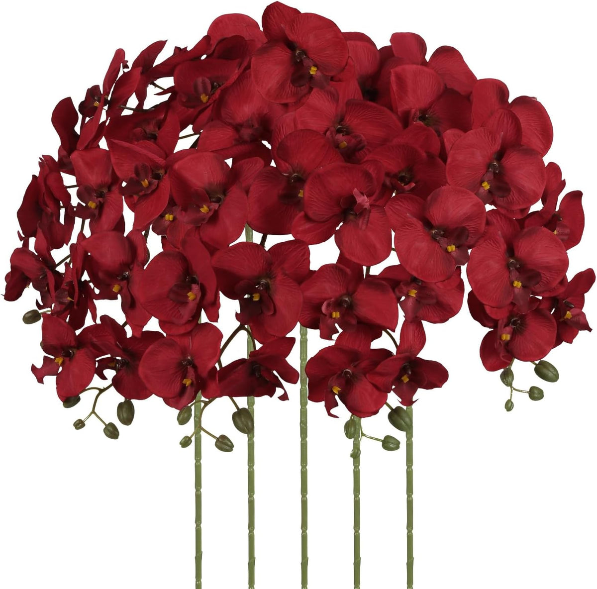 40.16" White Orchid Artificial Flowers 5PCS Fake Orchid Long Stems Phalaenopsis Branches Real Touch Silk Orchids for Vase for Bridal Shower Home Party Wedding Decoration (White)
