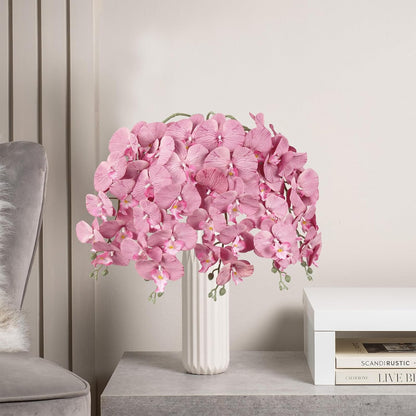40.16" White Orchid Artificial Flowers 5PCS Fake Orchid Long Stems Phalaenopsis Branches Real Touch Silk Orchids for Vase for Bridal Shower Home Party Wedding Decoration (White)