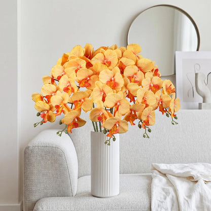 40.16" White Orchid Artificial Flowers 5PCS Fake Orchid Long Stems Phalaenopsis Branches Real Touch Silk Orchids for Vase for Bridal Shower Home Party Wedding Decoration (White)