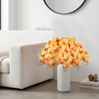 40.16" White Orchid Artificial Flowers 5PCS Fake Orchid Long Stems Phalaenopsis Branches Real Touch Silk Orchids for Vase for Bridal Shower Home Party Wedding Decoration (White)