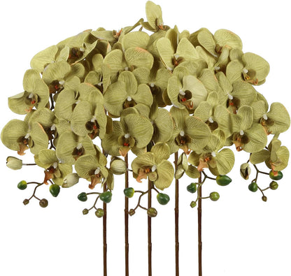 40.16" White Orchid Artificial Flowers 5PCS Fake Orchid Long Stems Phalaenopsis Branches Real Touch Silk Orchids for Vase for Bridal Shower Home Party Wedding Decoration (White)