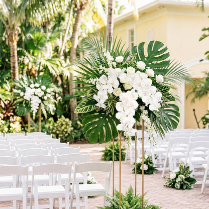 40.16" White Orchid Artificial Flowers 5PCS Fake Orchid Long Stems Phalaenopsis Branches Real Touch Silk Orchids for Vase for Bridal Shower Home Party Wedding Decoration (White)