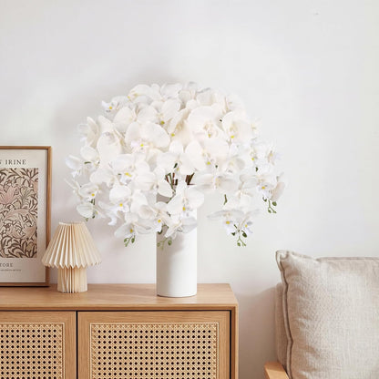 40.16" White Orchid Artificial Flowers 5PCS Fake Orchid Long Stems Phalaenopsis Branches Real Touch Silk Orchids for Vase for Bridal Shower Home Party Wedding Decoration (White)