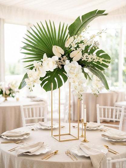 40.16" White Orchid Artificial Flowers 5PCS Fake Orchid Long Stems Phalaenopsis Branches Real Touch Silk Orchids for Vase for Bridal Shower Home Party Wedding Decoration (White)