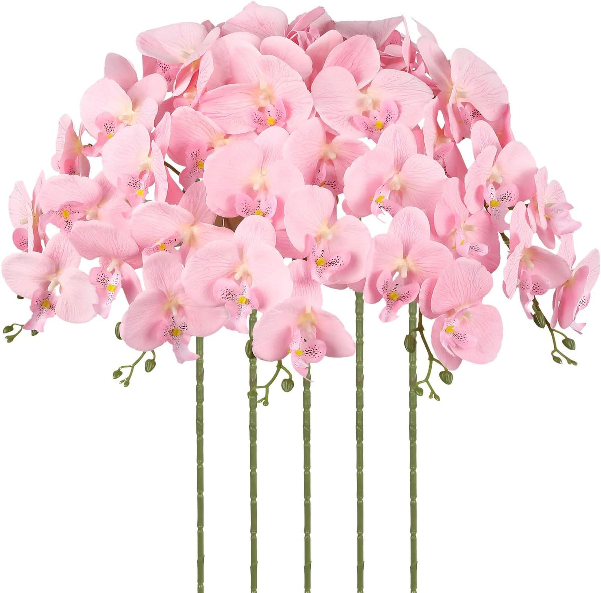 40.16" White Orchid Artificial Flowers 5PCS Fake Orchid Long Stems Phalaenopsis Branches Real Touch Silk Orchids for Vase for Bridal Shower Home Party Wedding Decoration (White)