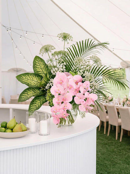 40.16" White Orchid Artificial Flowers 5PCS Fake Orchid Long Stems Phalaenopsis Branches Real Touch Silk Orchids for Vase for Bridal Shower Home Party Wedding Decoration (White)