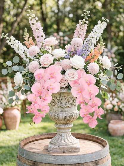 40.16" White Orchid Artificial Flowers 5PCS Fake Orchid Long Stems Phalaenopsis Branches Real Touch Silk Orchids for Vase for Bridal Shower Home Party Wedding Decoration (White)
