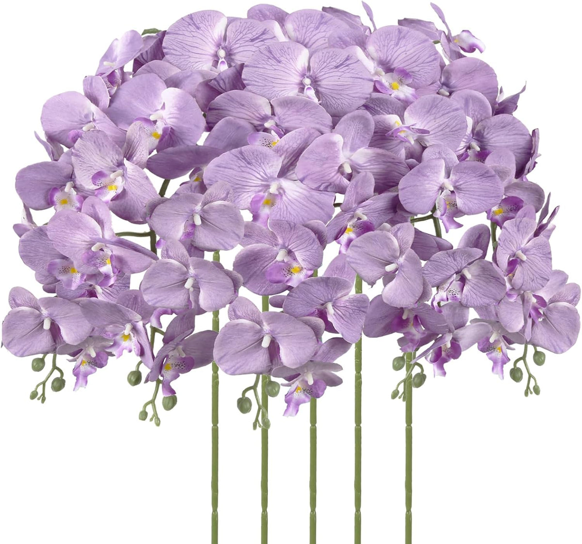 40.16" White Orchid Artificial Flowers 5PCS Fake Orchid Long Stems Phalaenopsis Branches Real Touch Silk Orchids for Vase for Bridal Shower Home Party Wedding Decoration (White)