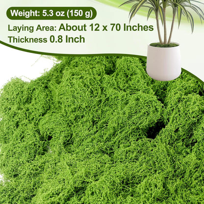 Fake Moss 5.3 oz, Artificial Moss for Crafts & Potted Plants | 5.3 oz artificial green moss for DIY crafts, indoor plant pots, fairy gardens, floral arrangements, wedding and home decor
