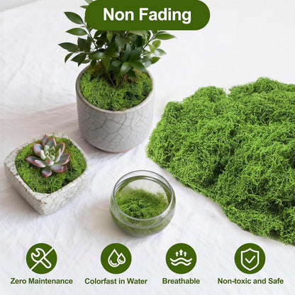 Fake Moss 5.3 oz, Artificial Moss for Crafts & Potted Plants | 5.3 oz artificial green moss for DIY crafts, indoor plant pots, fairy gardens, floral arrangements, wedding and home decor