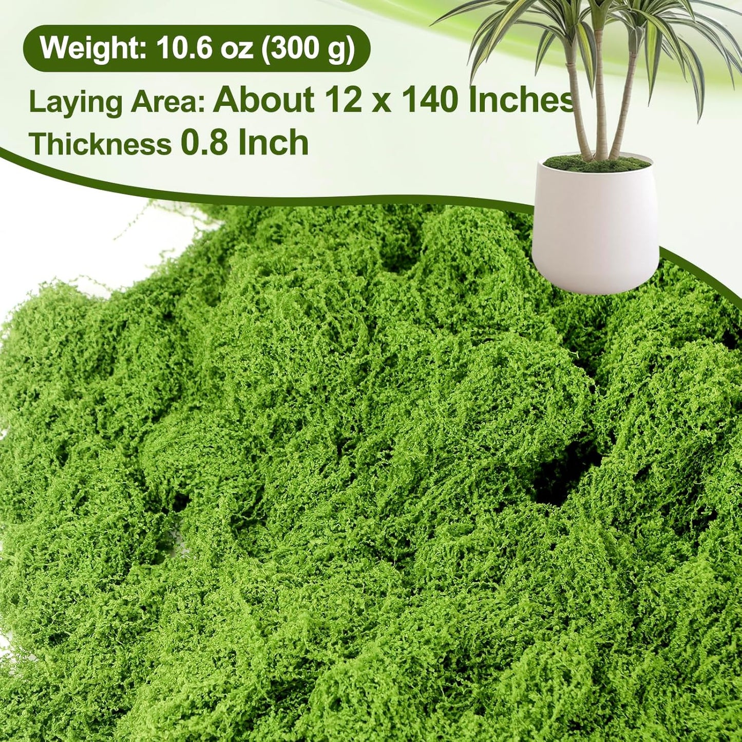 Fake Moss 5.3 oz, Artificial Moss for Crafts & Potted Plants | 5.3 oz artificial green moss for DIY crafts, indoor plant pots, fairy gardens, floral arrangements, wedding and home decor