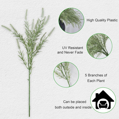 HyeFlora Artificial Outdoor Plants for Spring Summer Decoration,10PCS Fake Greenery Plants Stems Faux Rosemary Bush Grass Sprigs Branches DIY for Festival Home Kitchen Garden Farmhouse Office Decor