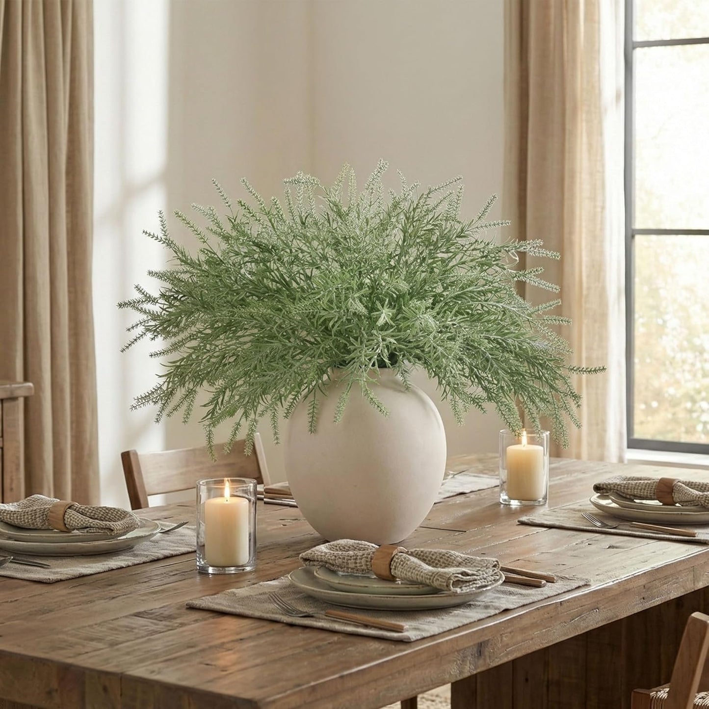 HyeFlora Artificial Outdoor Plants for Spring Summer Decoration,10PCS Fake Greenery Plants Stems Faux Rosemary Bush Grass Sprigs Branches DIY for Festival Home Kitchen Garden Farmhouse Office Decor