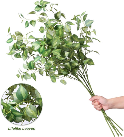 HyeFlora Artificial Outdoor Plants for Spring Summer Decoration,10PCS Fake Greenery Plants Stems Faux Rosemary Bush Grass Sprigs Branches DIY for Festival Home Kitchen Garden Farmhouse Office Decor