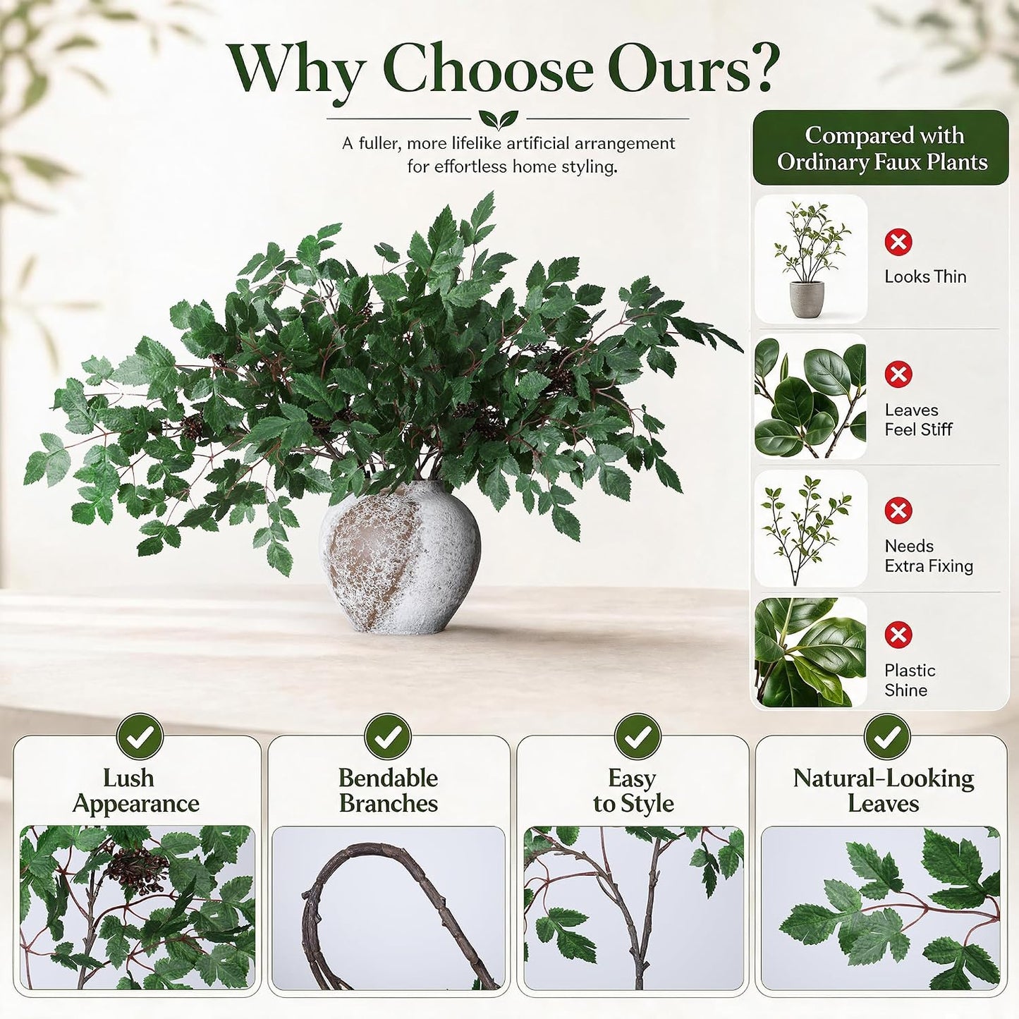 HyeFlora Artificial Outdoor Plants for Spring Summer Decoration,10PCS Fake Greenery Plants Stems Faux Rosemary Bush Grass Sprigs Branches DIY for Festival Home Kitchen Garden Farmhouse Office Decor