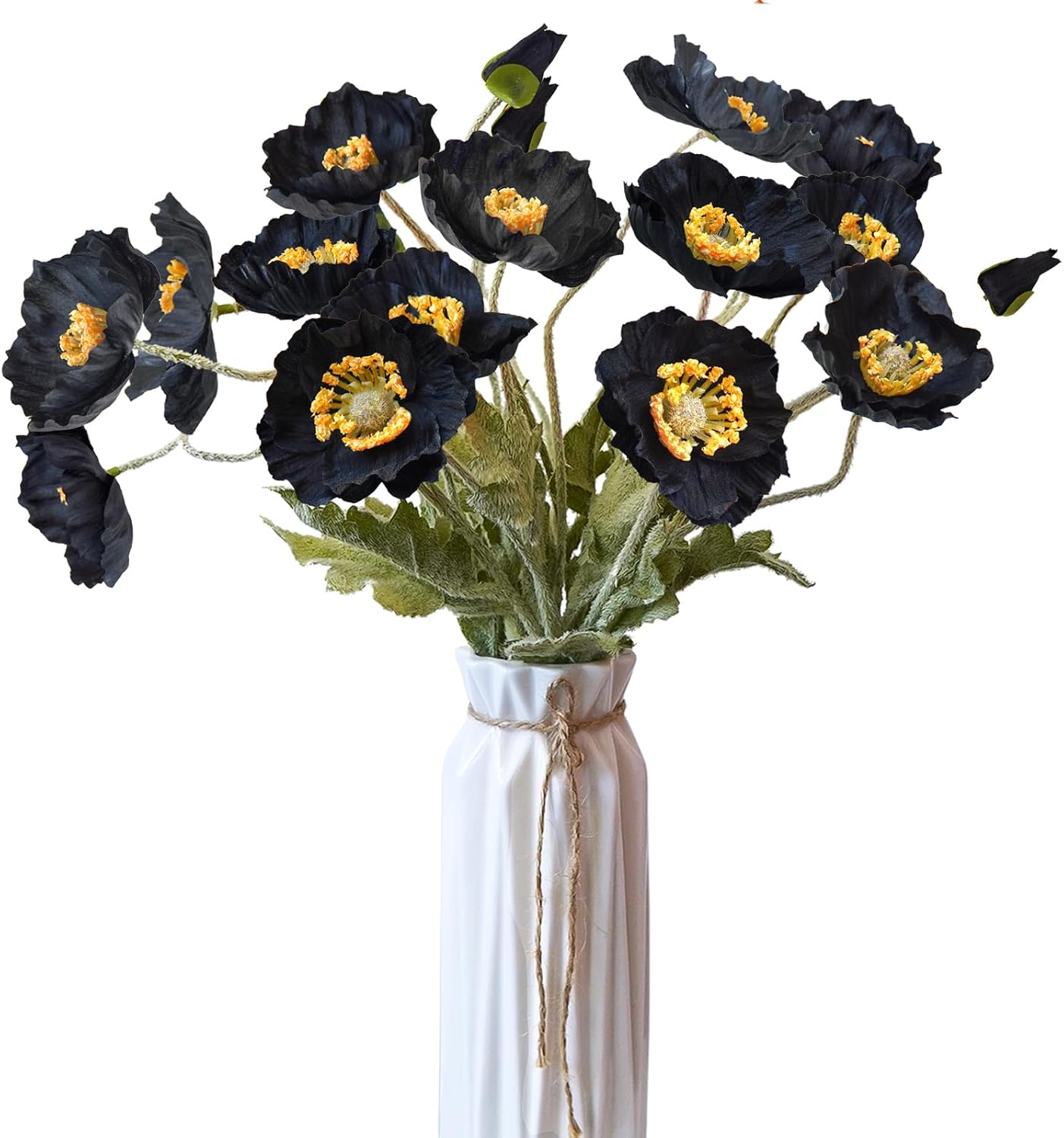Artificial Flowers 5Pcs Poppies Flowers Artificial Silk Flowers for Home Office Wedding Outdoor Decor (Orange)