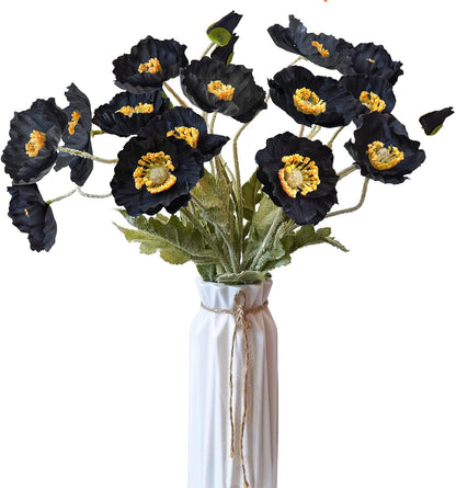 Artificial Flowers 5Pcs Poppies Flowers Artificial Silk Flowers for Home Office Wedding Outdoor Decor (Orange)