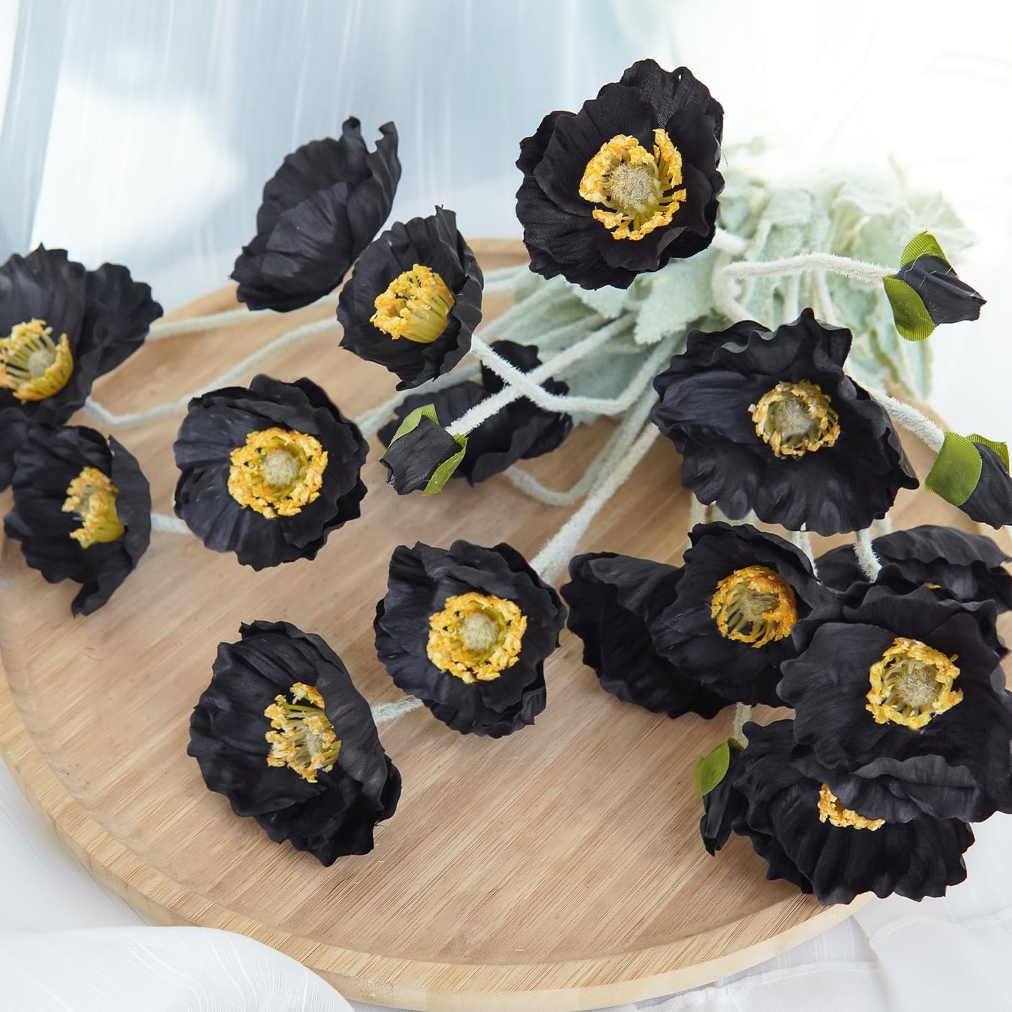 Artificial Flowers 5Pcs Poppies Flowers Artificial Silk Flowers for Home Office Wedding Outdoor Decor (Orange)
