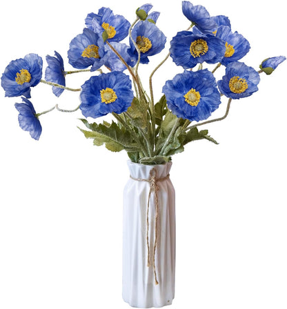 Artificial Flowers 5Pcs Poppies Flowers Artificial Silk Flowers for Home Office Wedding Outdoor Decor (Orange)