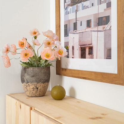 Artificial Flowers 5Pcs Poppies Flowers Artificial Silk Flowers for Home Office Wedding Outdoor Decor (Orange)