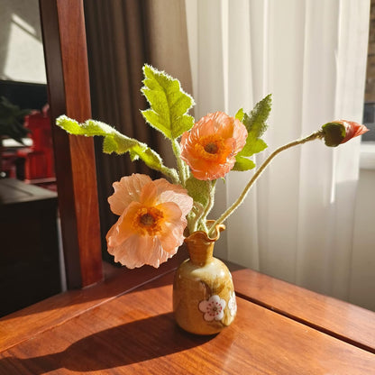 Artificial Flowers 5Pcs Poppies Flowers Artificial Silk Flowers for Home Office Wedding Outdoor Decor (Orange)