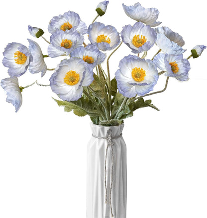 Artificial Flowers 5Pcs Poppies Flowers Artificial Silk Flowers for Home Office Wedding Outdoor Decor (Orange)