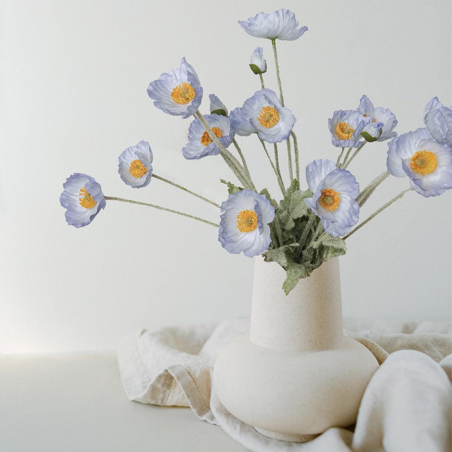 Artificial Flowers 5Pcs Poppies Flowers Artificial Silk Flowers for Home Office Wedding Outdoor Decor (Orange)